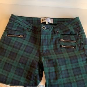 Jolt blue and green plaid pants.